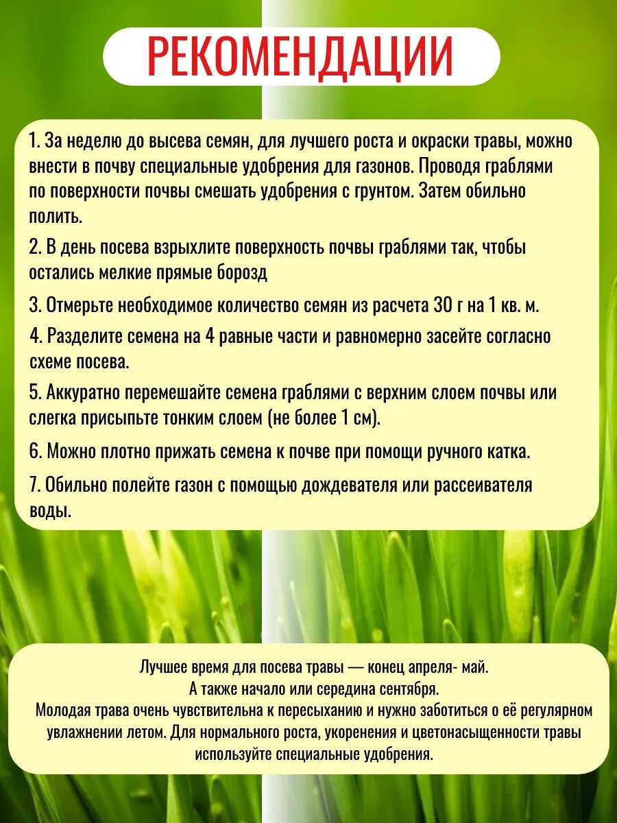 Газонная трава семена низкорослая Гном 1 кг — фото 1