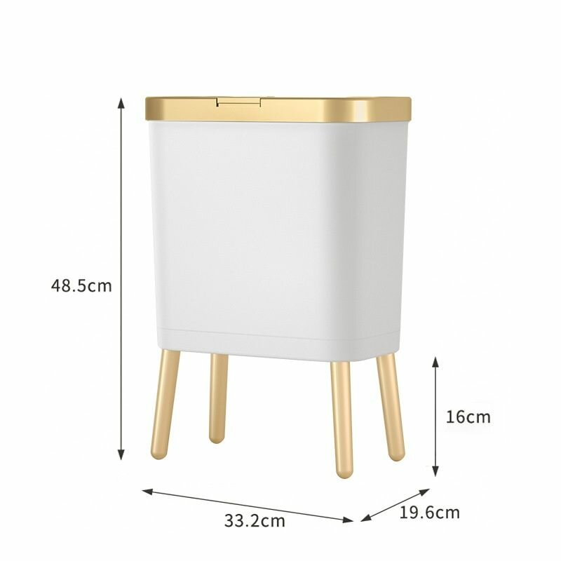 Мусорный бак 15л прямоугольный пластик белое напыление с крышкой