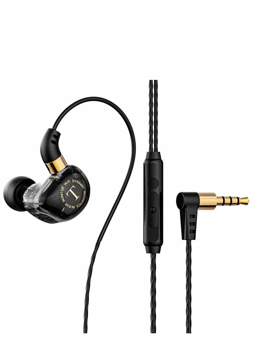 Наушники, проводные, крепление за ухо, для телефона и ноутбука IEM aux 3.5m с микрофоном