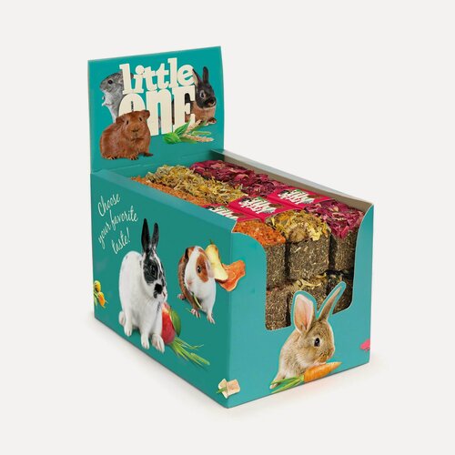 Изображение товара Little One Палочка из луговых трав с топпингом, ассорти (морковь, календула, мальва) 85 г (9 палочек в шоу-боксе)