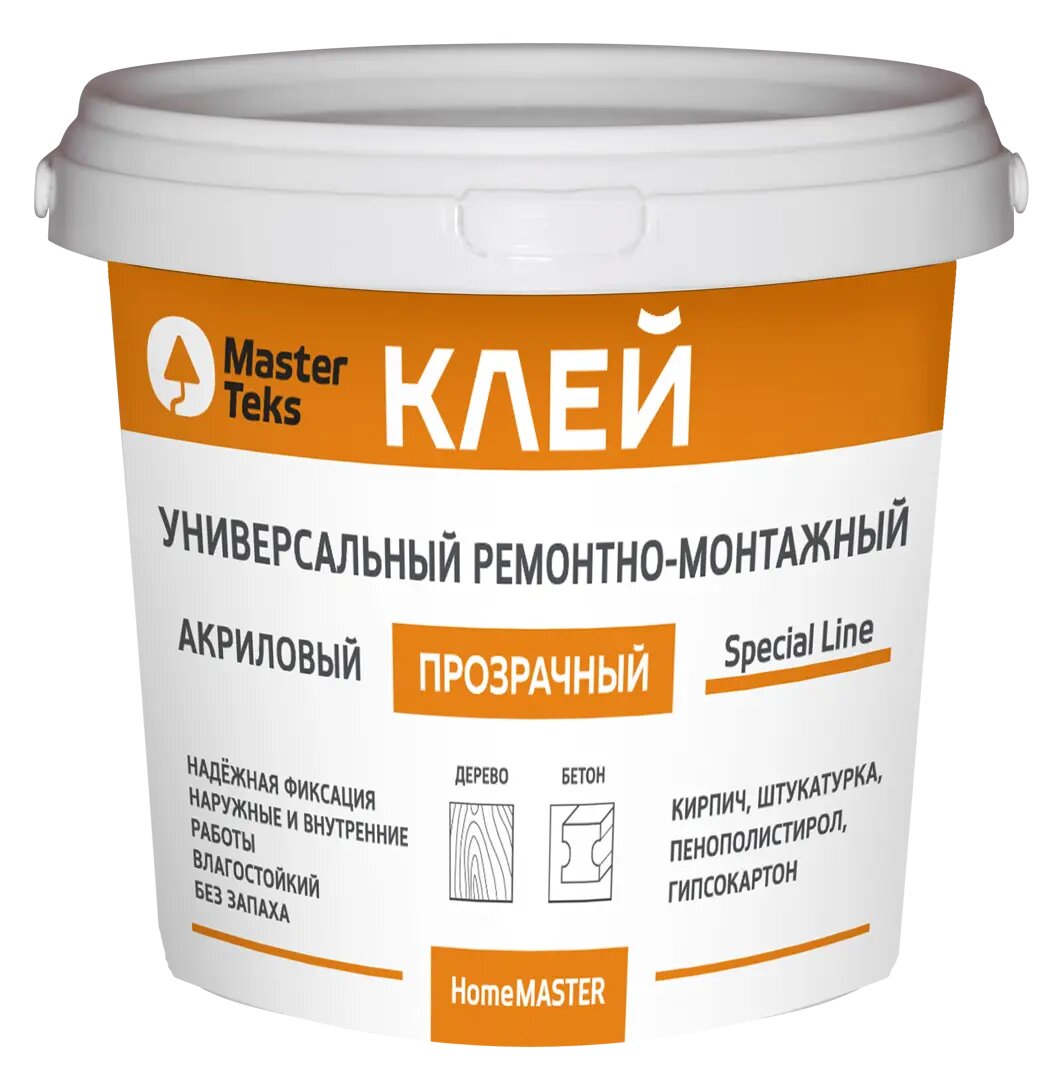 Клей акриловый MasterTeks ремонтно-монтажный прозрачный 0.9 кг