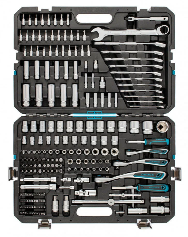 Набор инструментов 216 предметов, 120 зубьев, CrV 1/2", 3/8", 1/4" Gross ( 14157 )