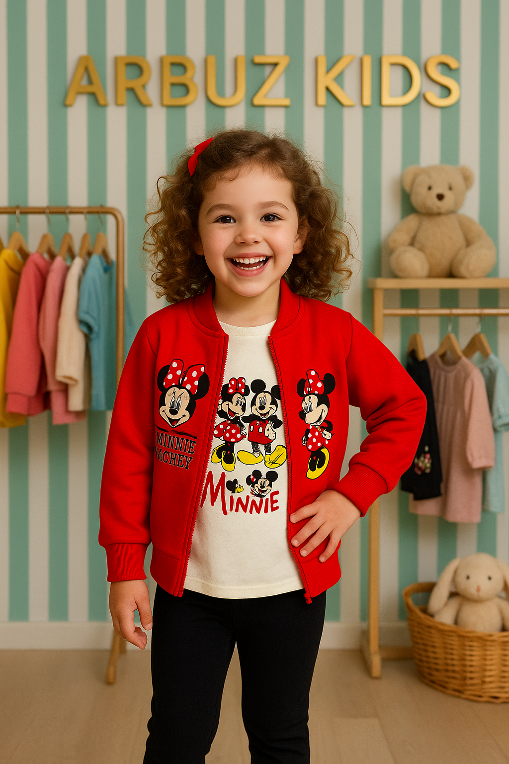 Форма спортивная Комплект одежды Disney Baby "Minnie Mouse", для девочек, 3 в 1, хлопок,