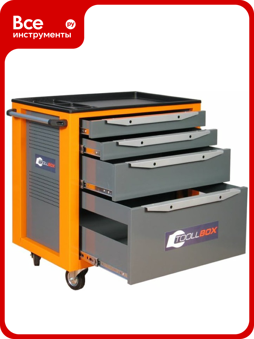 Инструментальная тележка Toollbox с центральным замком серии standart TBS-4 RAL 2008