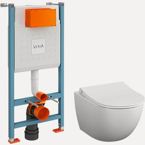 Изображение товара Унитаз с инсталляцией Vitra Sento Rim-Eх с микролифтом 9830B003-7211