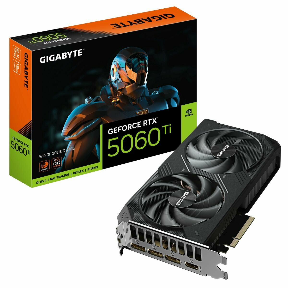 Видеокарта Gigabyte RTX5060Ti WINDFORCE OC 16GB GDDR7 128bit 3xDP HDMI 2FAN RTL