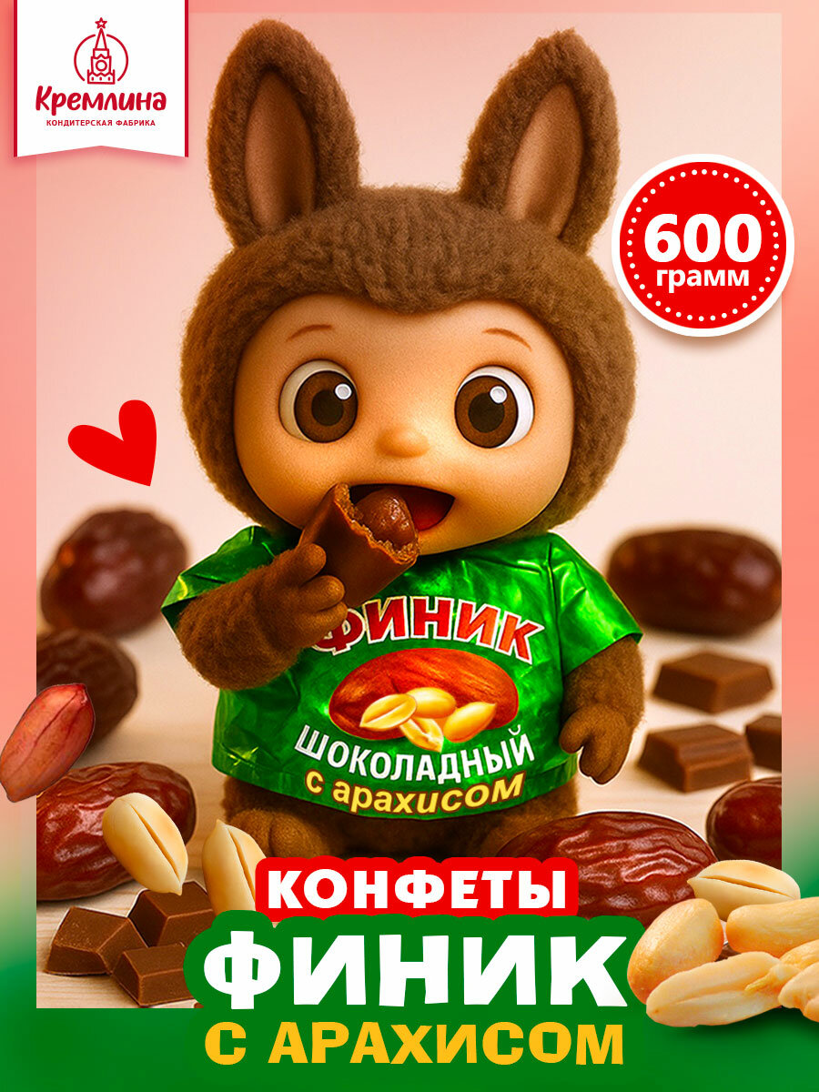 Конфеты из финика с арахисом Финик Шоколадный с Арахисом, пакет 600 гр