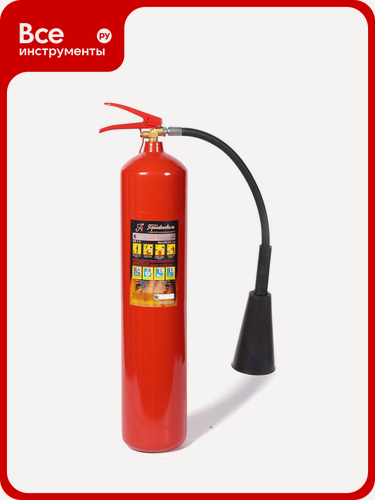 Изображение товара Углекислотный огнетушитель Ярпожинвест ОУ-5, перезаряжаемый, 6.7 л, переносной, класс B/C/E, вес 16 кг, для бытового исп