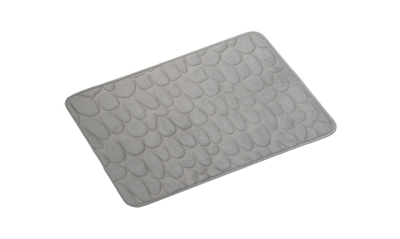 Коврик для ванной stones 50х80см серый полиэстер полиуритан латекс прямоугольный