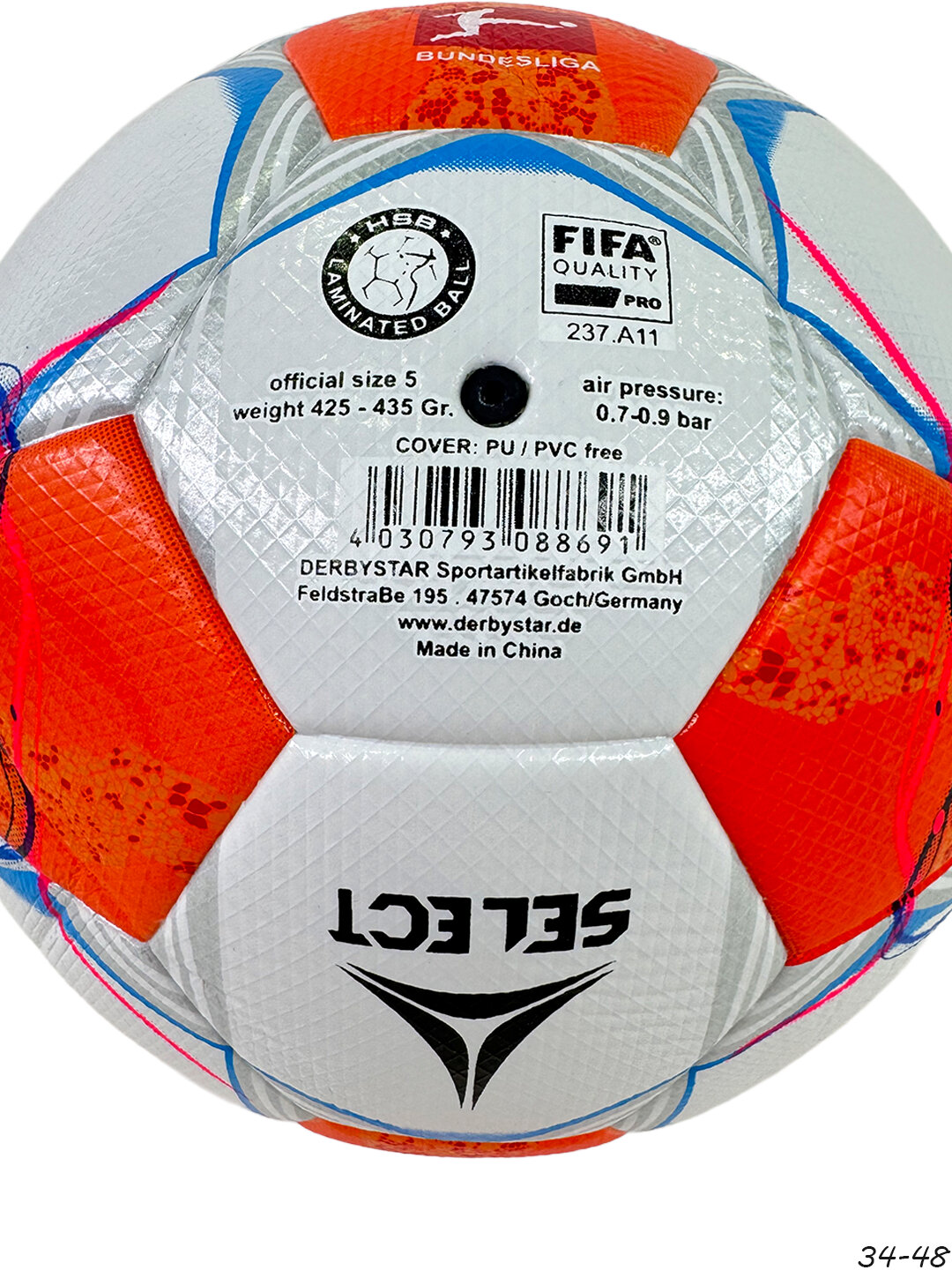 Мяч футбольный General Fitness DEBRYSTAR, оранжевый, размер 5 — фото 1