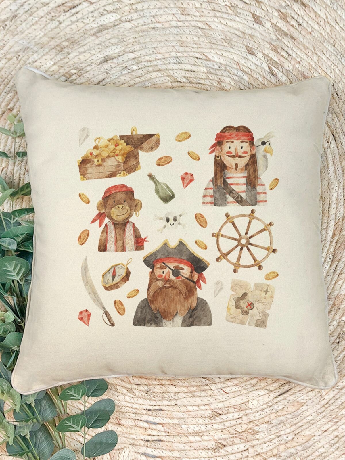 Наволочка для декоративной подушки Gerasim "Пираты синего моря", 41х41 см, эко-ткань хлопок/полиэфир