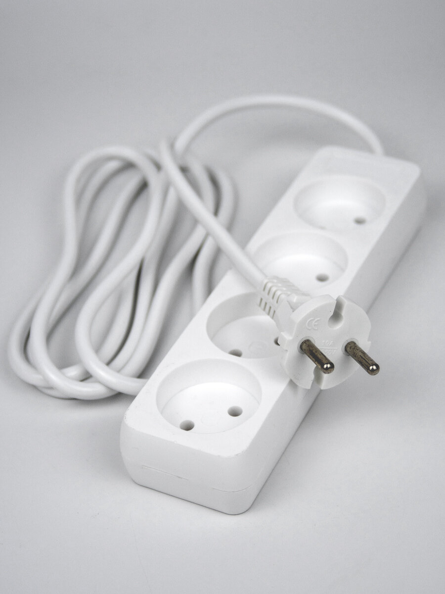 Удлинитель Extension Socket S-CD-4, 1.8 метра, белый, номинальный ток 10 А — фото 1