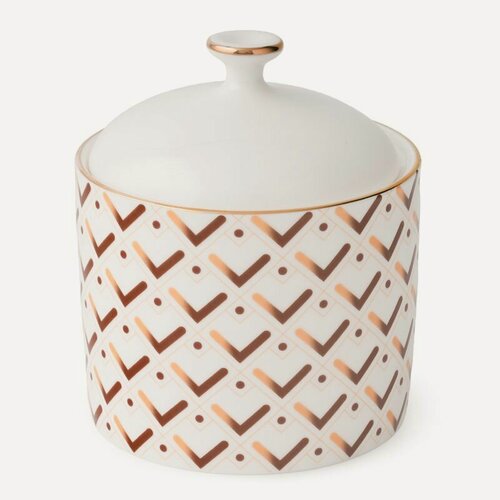 Изображение товара Сахарница. Объединение "гжель". "Бона", v-400мл, коричневая, 24-х каратное золото, костяной фарфор