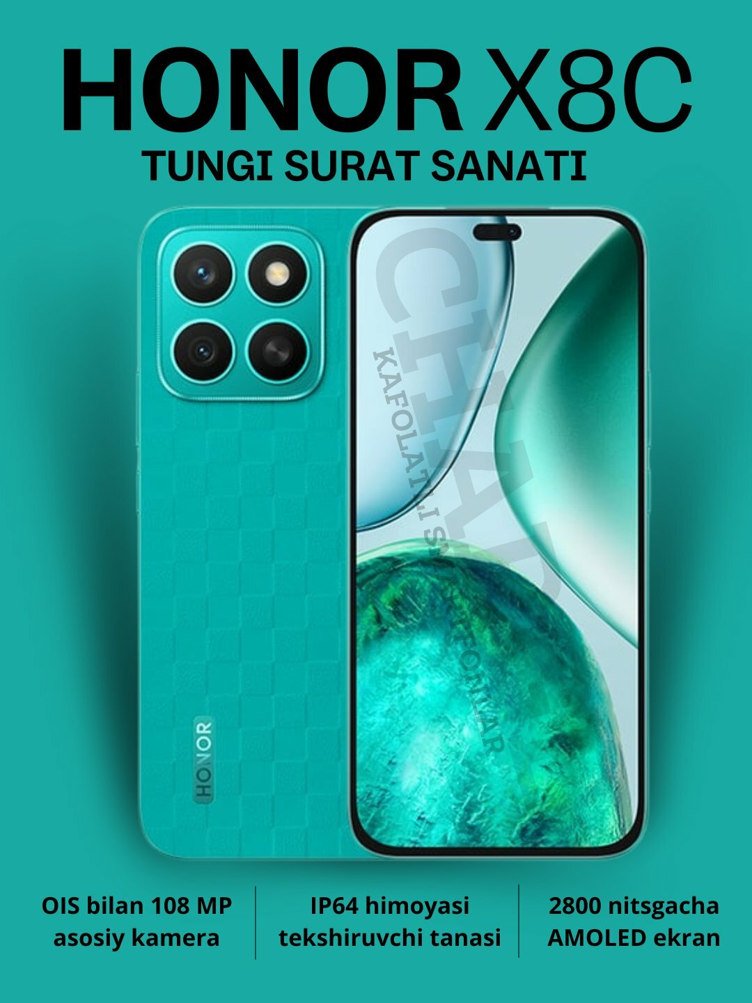 Смартфон Honor X8c 8GB 256GB, Green 6.7", AMOLED, 108 МП, 5000 мАч