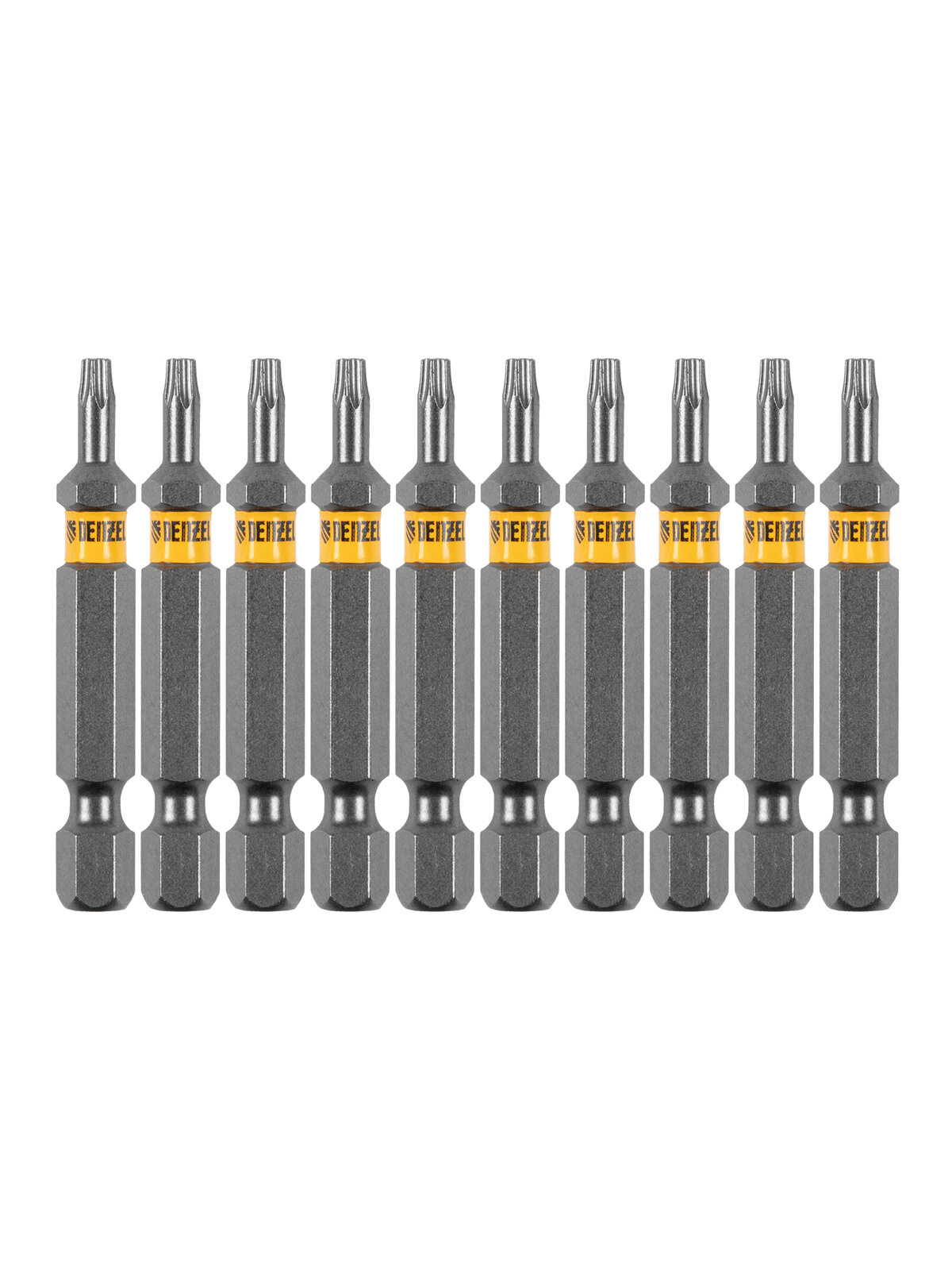Набор бит Denzel TORX 10х50 сталь S2 шестигранный профиль 10 шт 11667