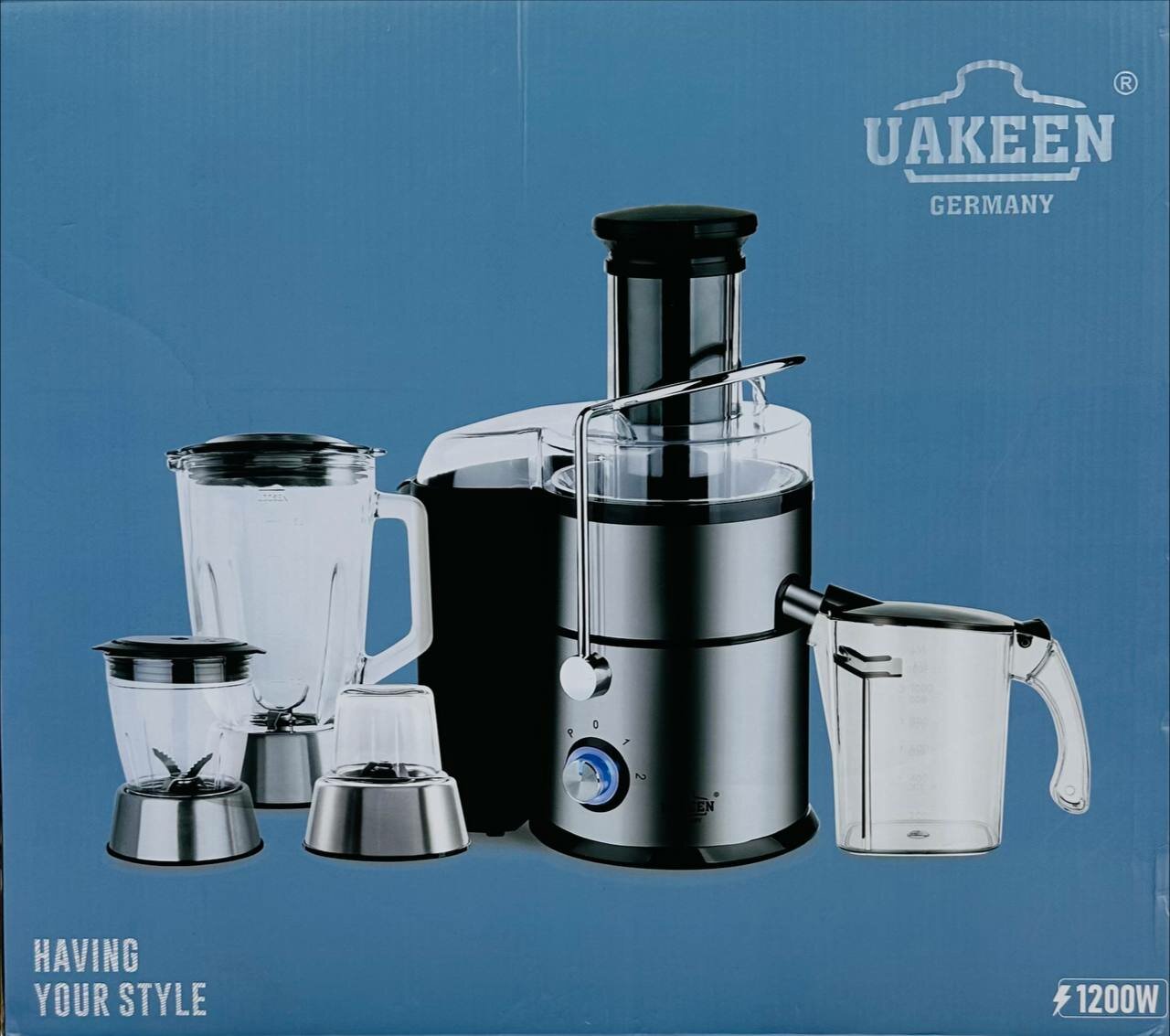 СОКОВЫЖИМАЛКА UAKEEN ZL-706 4 в 1: блендер, измельчитель, кофемолка, соковыжималка. Мощность 1200 Вт.
