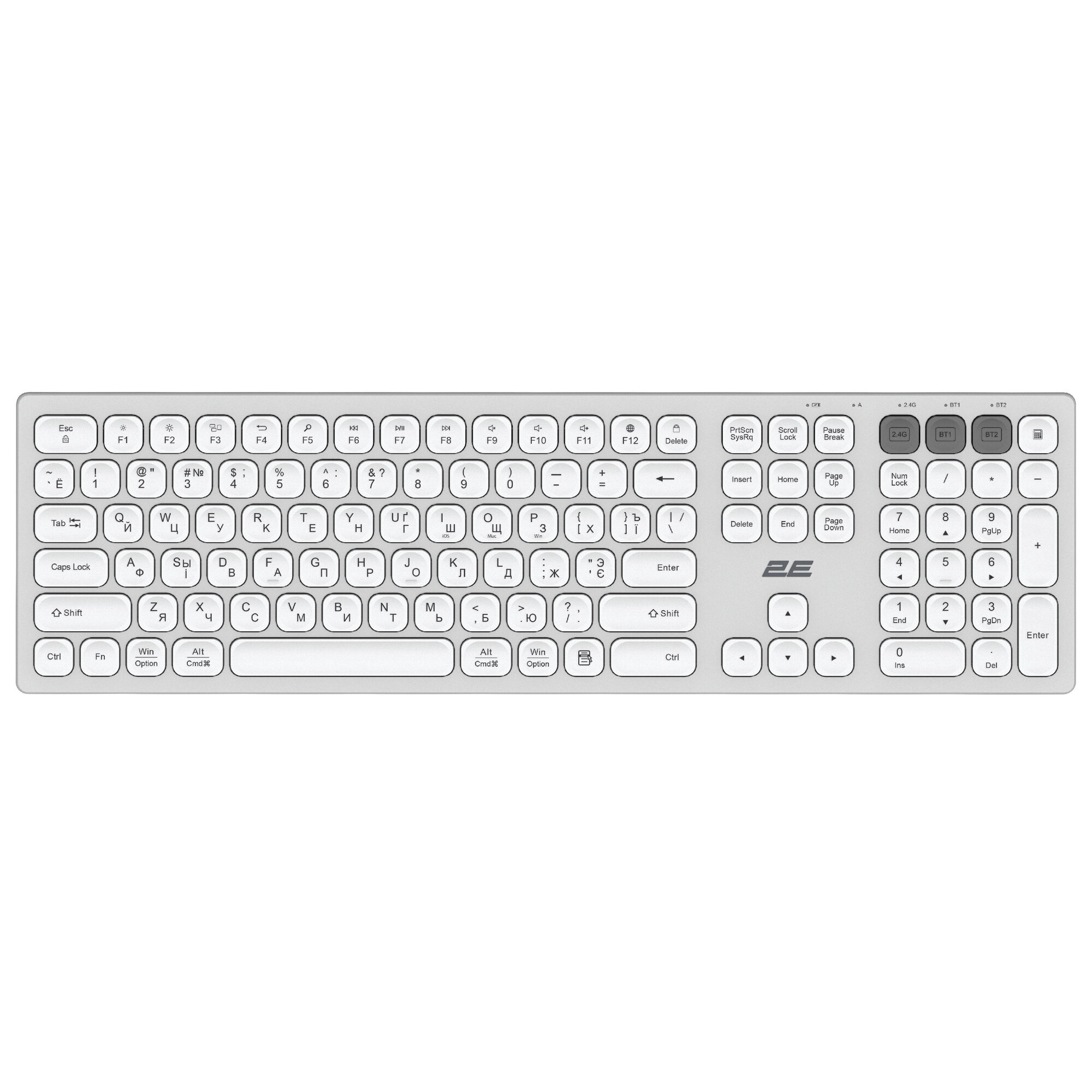 Клавиатура от бренда Keyboard 2E KS270 WL BT White ножничные, беспроводная клавиатура