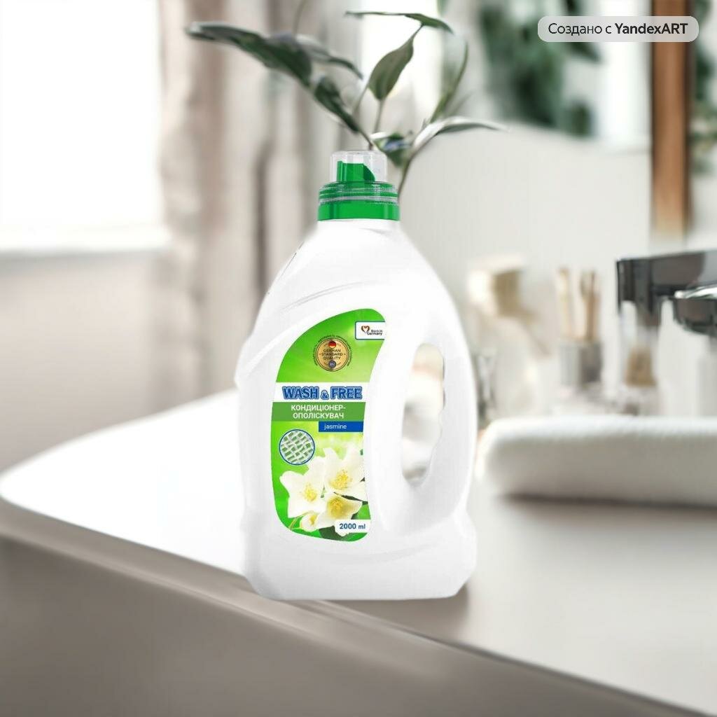 Кондиционер для белья Wash&Free Концентрированный смягчитель тканей, с ароматом жасмина 2000 мл — фото 1
