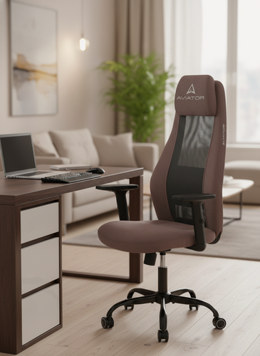 Изображение товара Компьютерное кресло TetChair Авиатор ПЛТ, обивка из ткани, на колесиках, коричневое