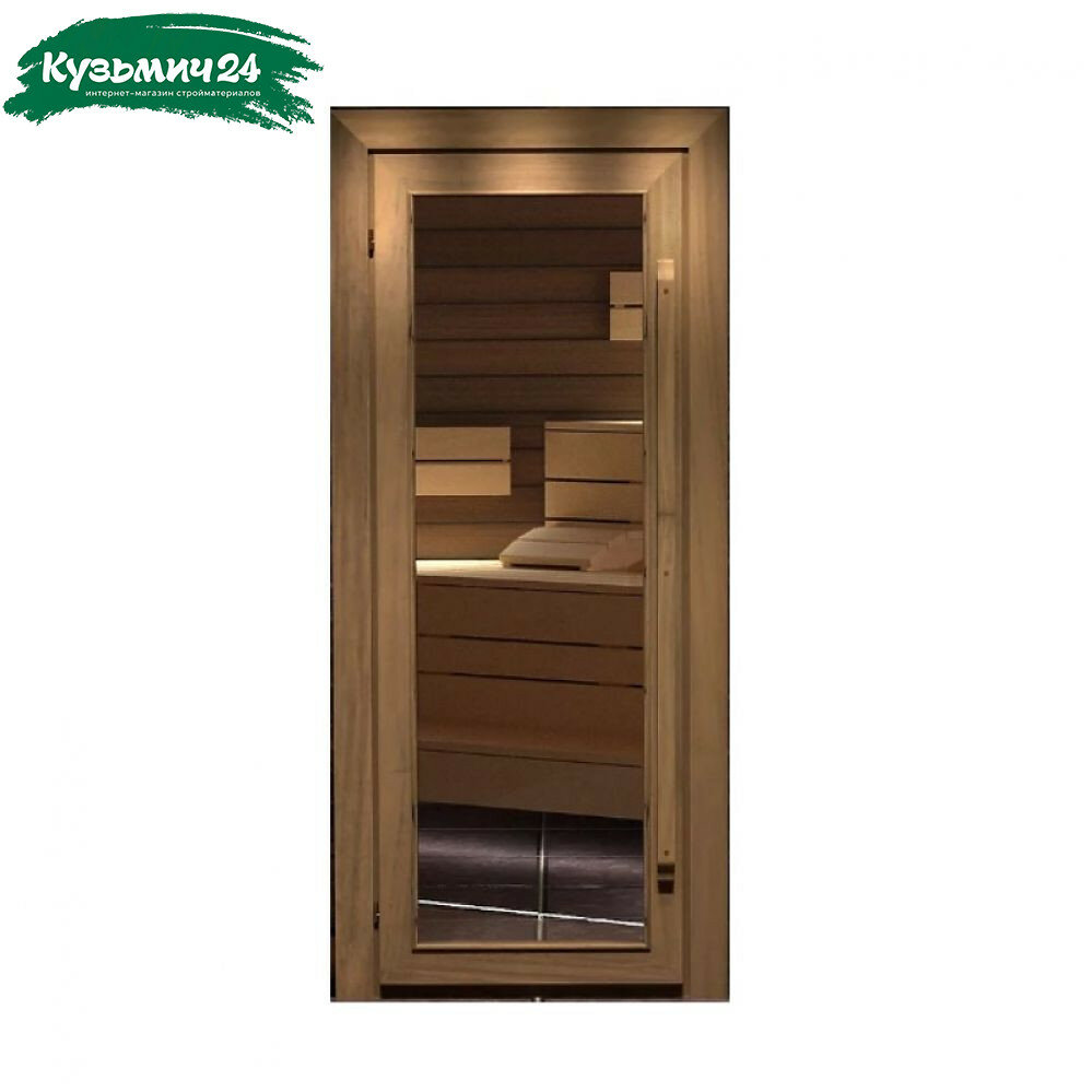 Дверь для бани и сауны Люкс Зеркало термолипа 1800x700 мм с плотным замком