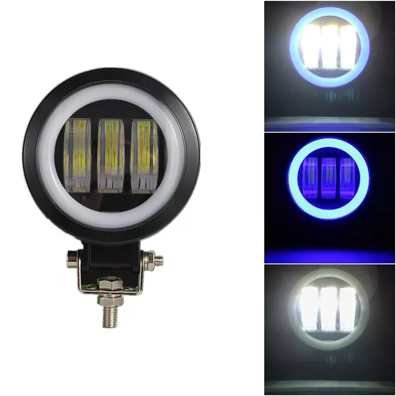 Противотуманная фара квадратная или круглая для автомобилей и электросамокатов Arctic 12-80 В, Arctic V3+, 3 линзы 1pc White and blue