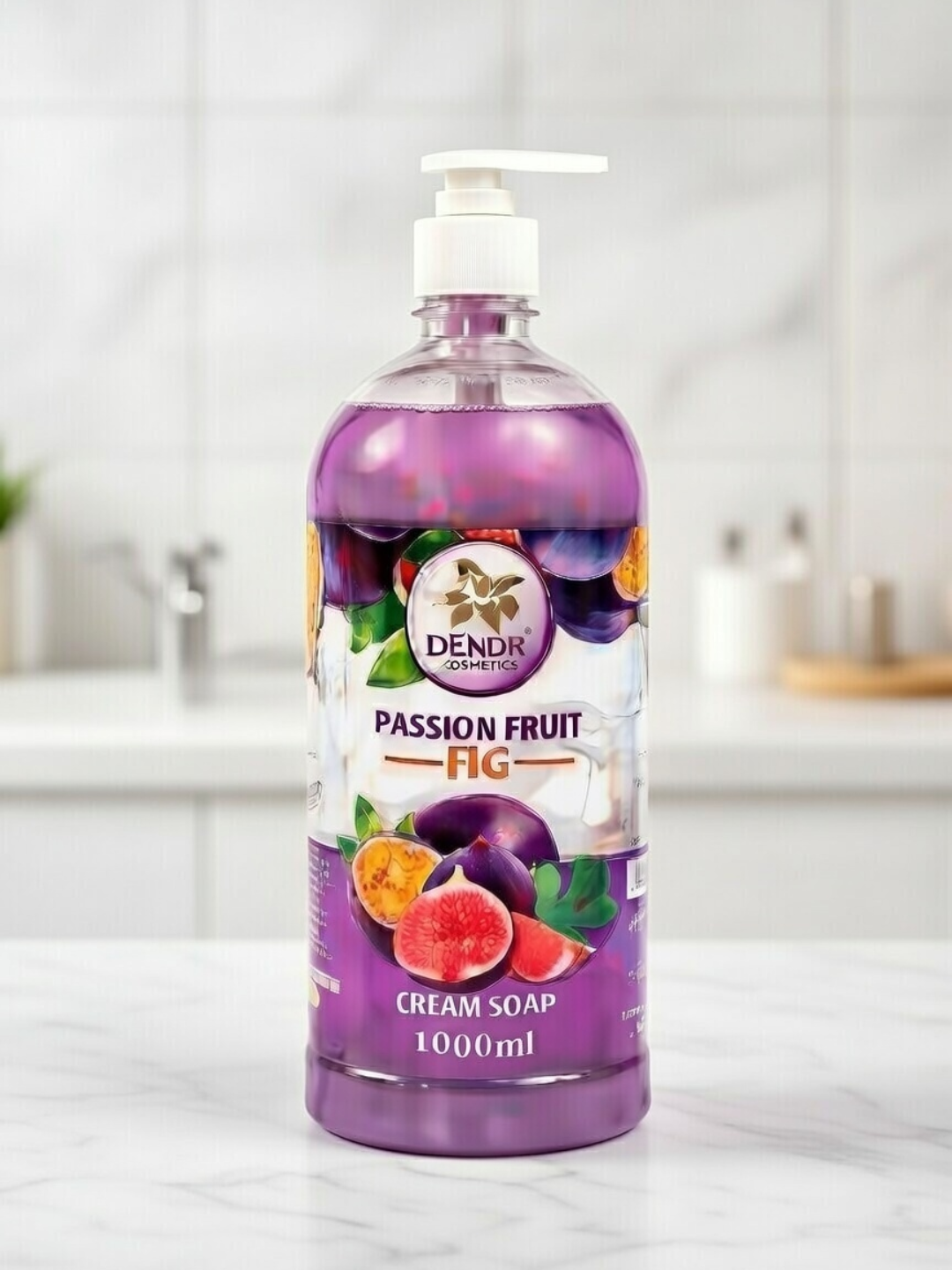 Жидкое мыло DENDR, антибактериальное, с дозатором, инжир и лемонграсс, 1000мл — фото 1