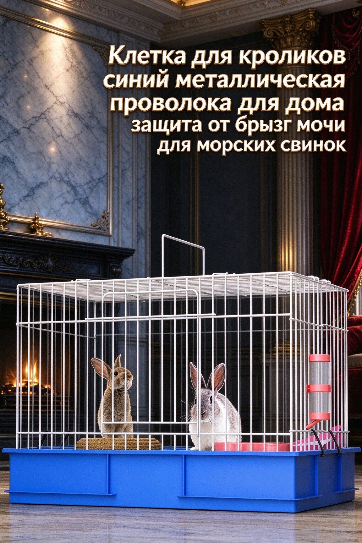 Клетка для кроликов синий металлическая проволока для дома защита от брызг мочи для морских свинок
