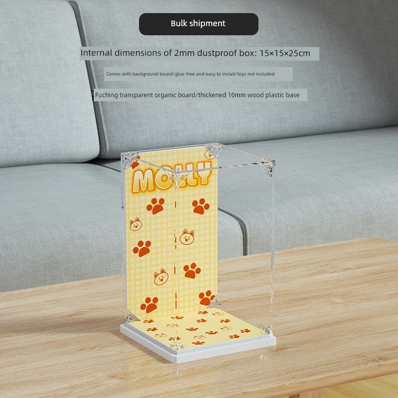 Анти-опрокидывающийся клей для кукол POPMART MOLLY 1/8 S-класс без клея 15x15x25см 2мм толщина для витрины