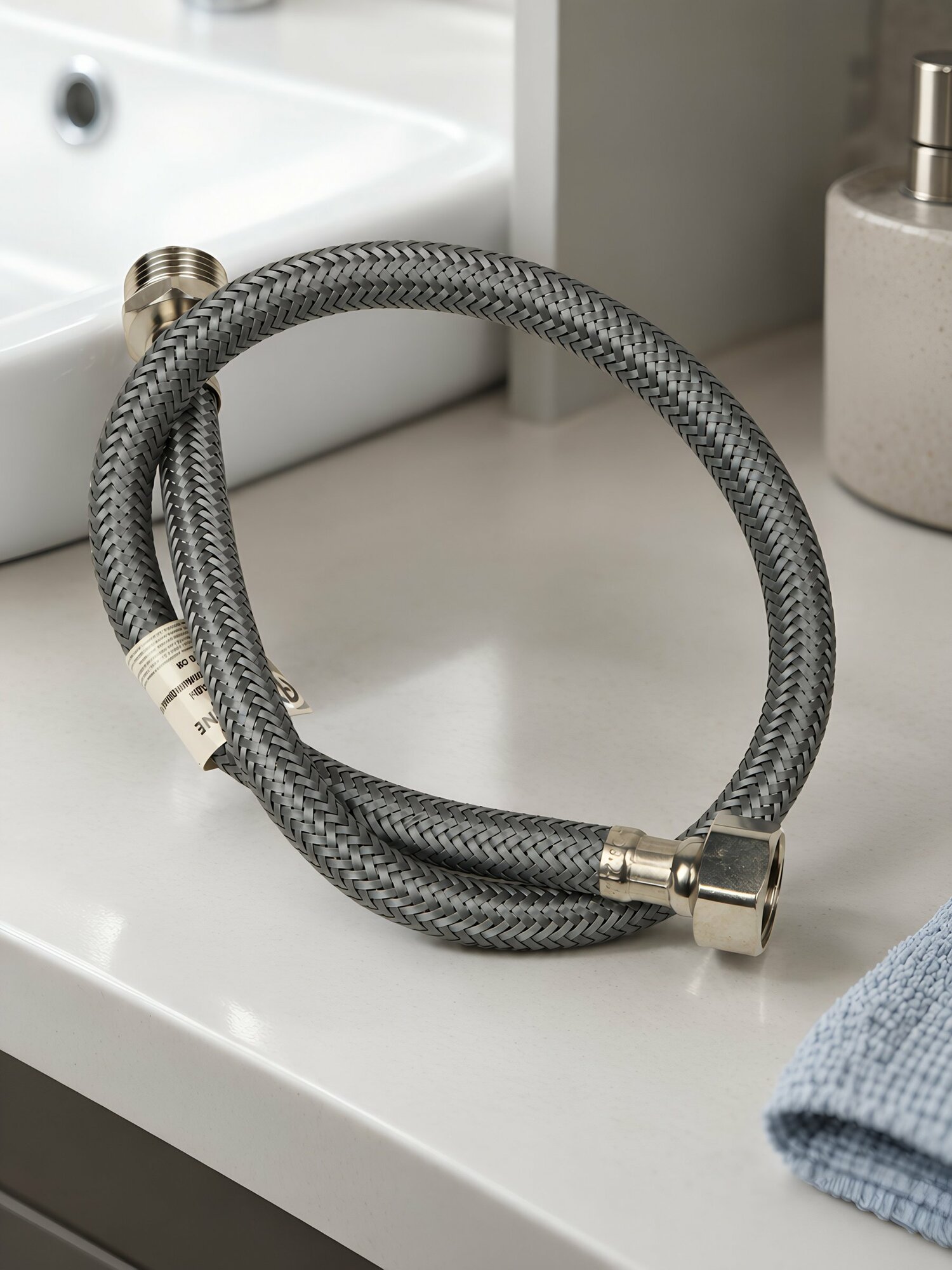 Подводка для воды AquaLine 1/2"х0,5 м, г-ш, нержавеющая сталь и полиамид