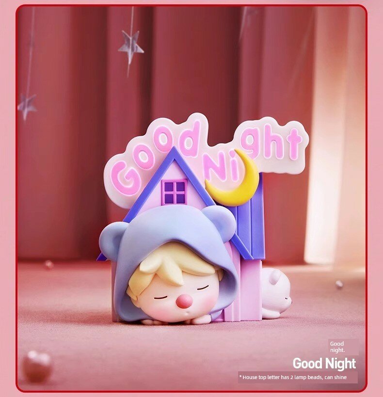 POP MART Little Sweet Beans Blind Box Figure - Good Night Design Single Box, Unopened, 12cm Height, 81 Characters