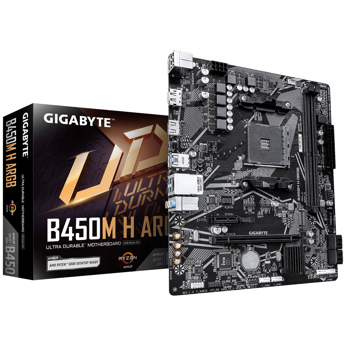 Материнская плата Gigabyte B450M H ARGB, AM4, AMD B450, Micro-ATX, RTL (B450M H ARGB)