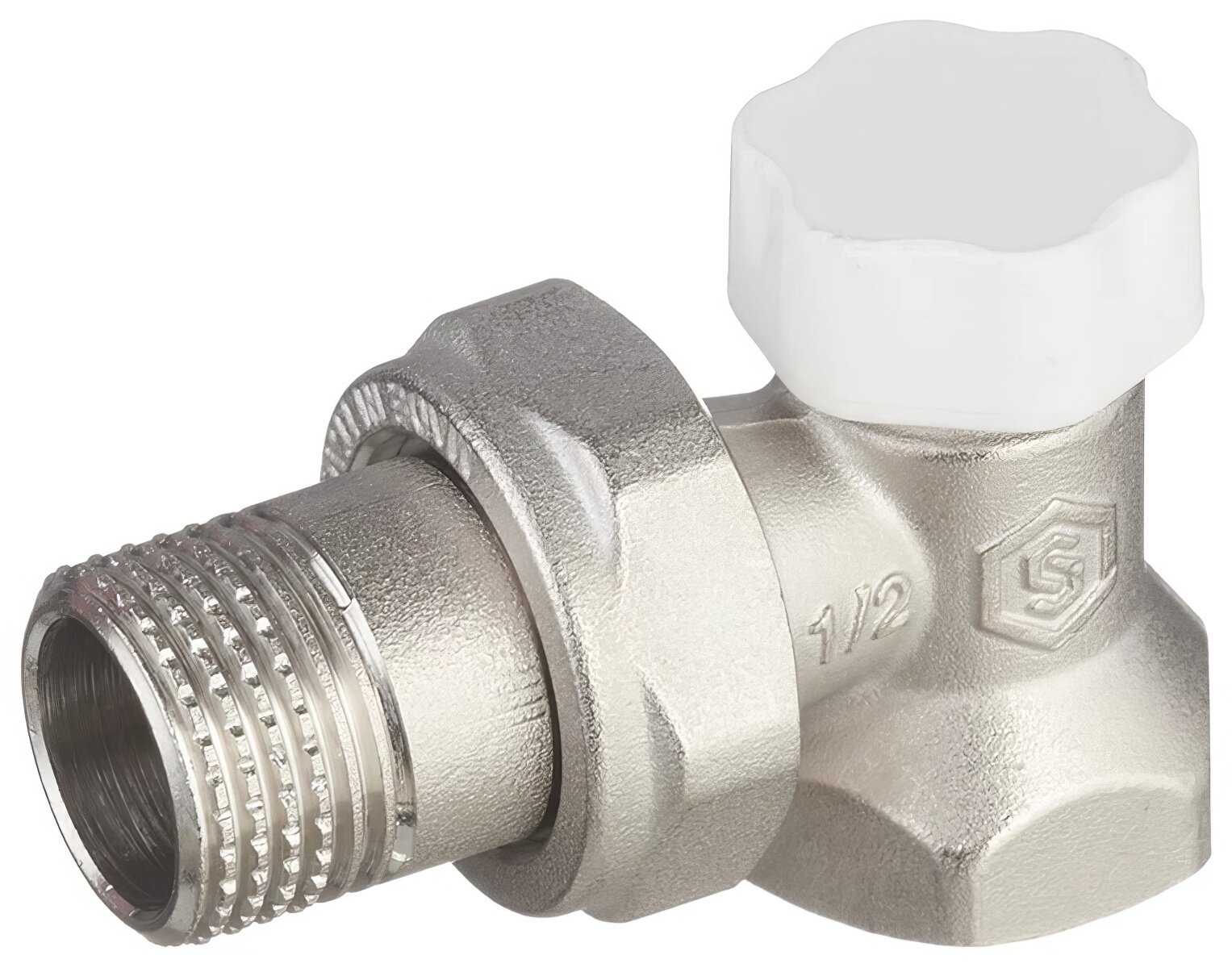Клапан запорный угловой Stout 1/2 НР(ш) х 1/2 ВР(г) для радиатора (SVL-1156-000015)