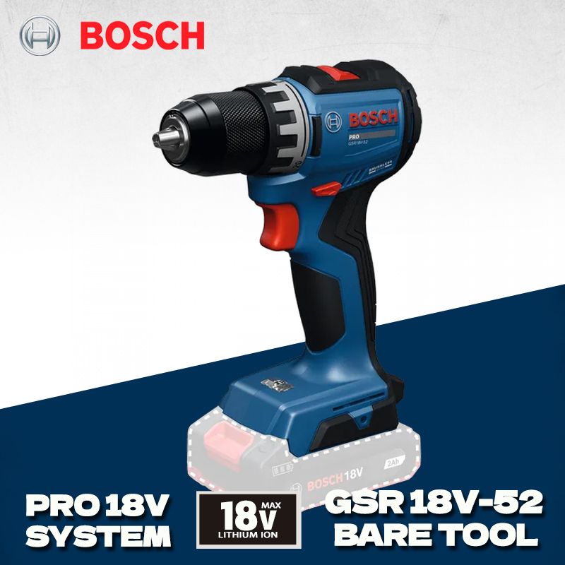 Аккумуляторная дрель шуруповёрт Bosch GSR 18V 52 Professional с бесщеточным двигателем для профессиональных работ по