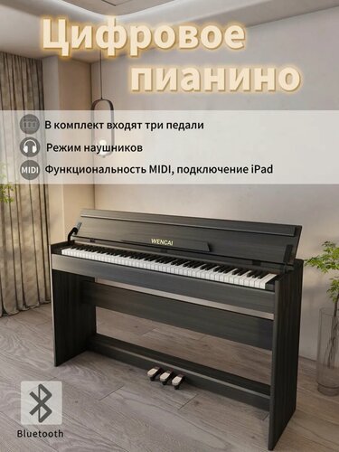 Изображение товара Цифровое пианино Wencai BL-8818,88 клавиш, взвешенной клавиатурой молоточковой, с крышкой клавиатуры педалЯми, ЧерHЫЙ