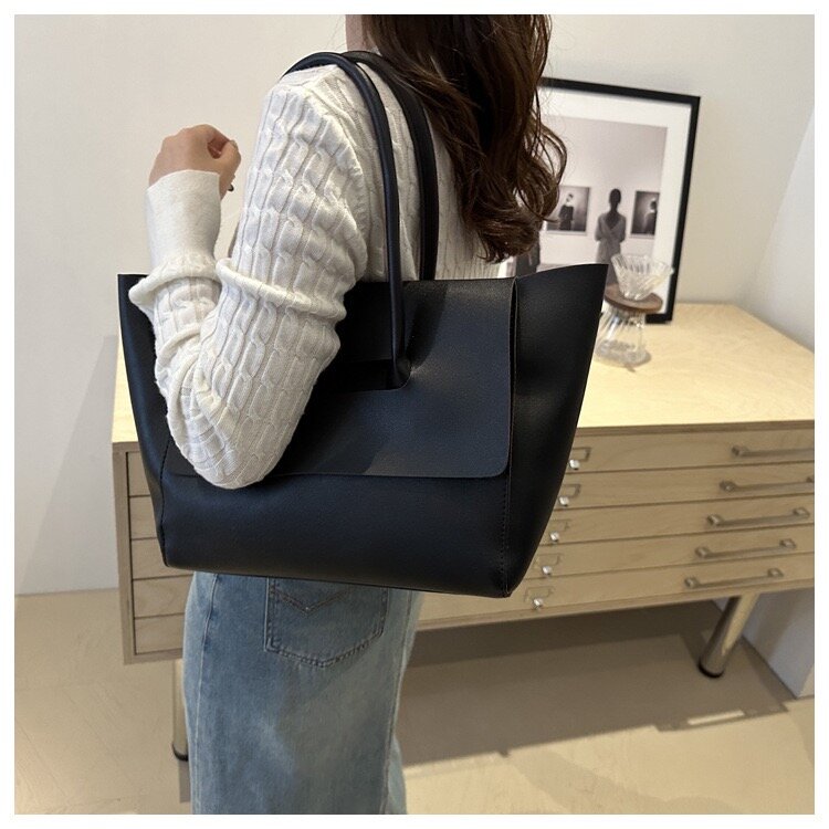 Сумка-рюкзак  Женская сумка, большая, шоппер, формат А4, Тоут, черный — фото 1