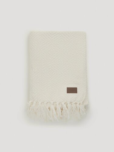 Изображение товара Плед Kuchenland, 130х170 см, с бахромой, шенилл, молочный, Chenill, Kuchenland