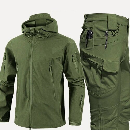 Изображение товара Мужской весенне-осенний водонепроницаемый и ветрозащитный рабочий костюм с множеством карманов, длинный, Полиэфирное волокно, полиэфир, сфера услуг, фотосъемка, false, мужской, демисезон/лето