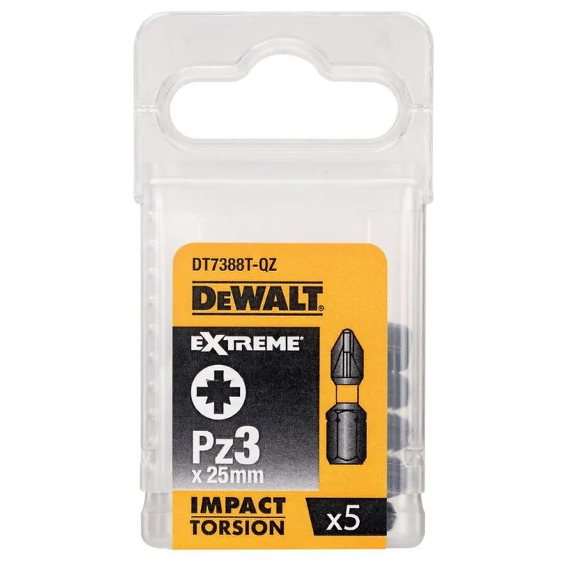 Биты ударные DEWALT "EXTREME" IMPACT TORSION PZ3 25мм 5шт. DT7388T-QZ