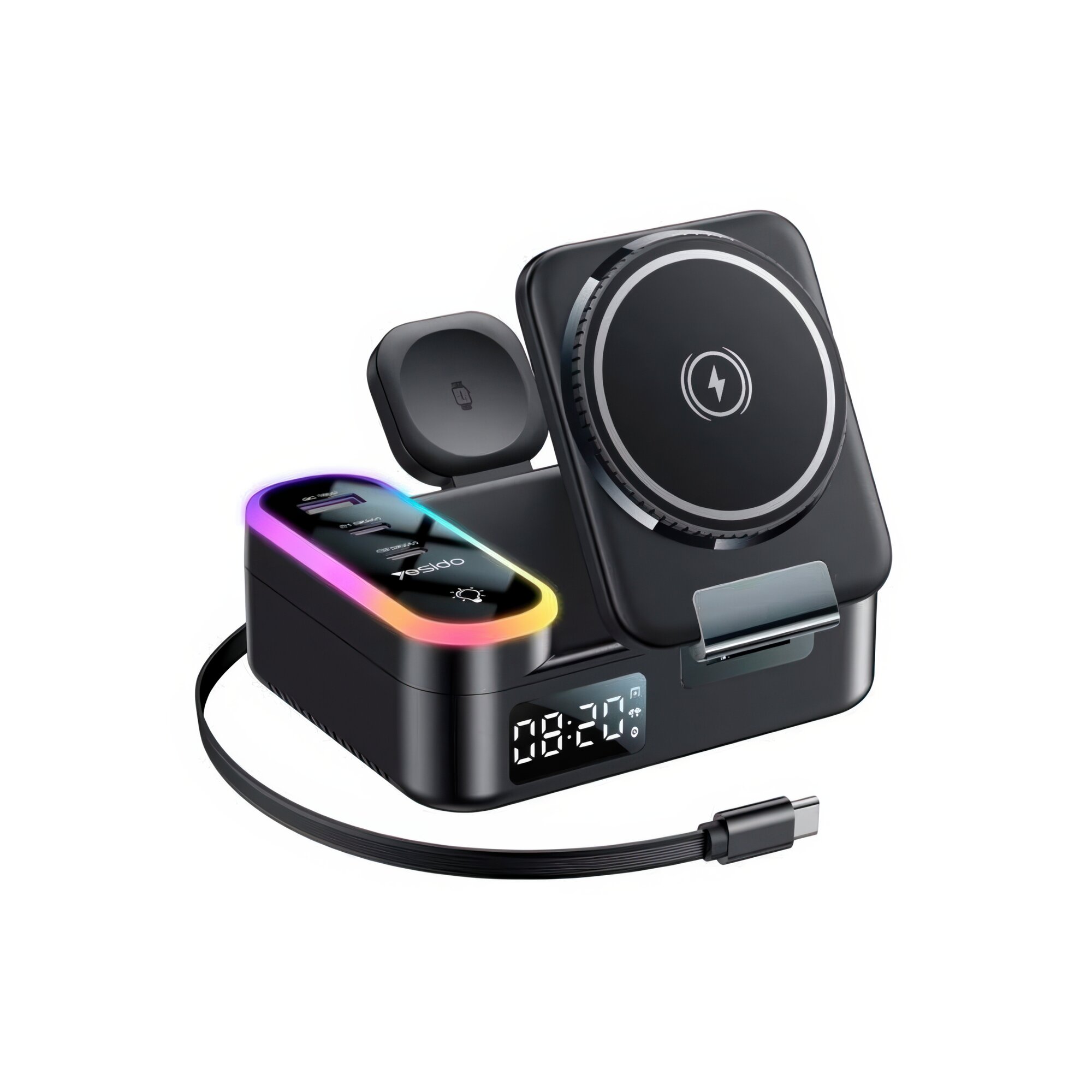 Беспроводная зарядная станция Yesido DS38 8 в 1 , магнитная, 65 Вт, PD 30 Вт, QC 18 Вт, 15 Вт