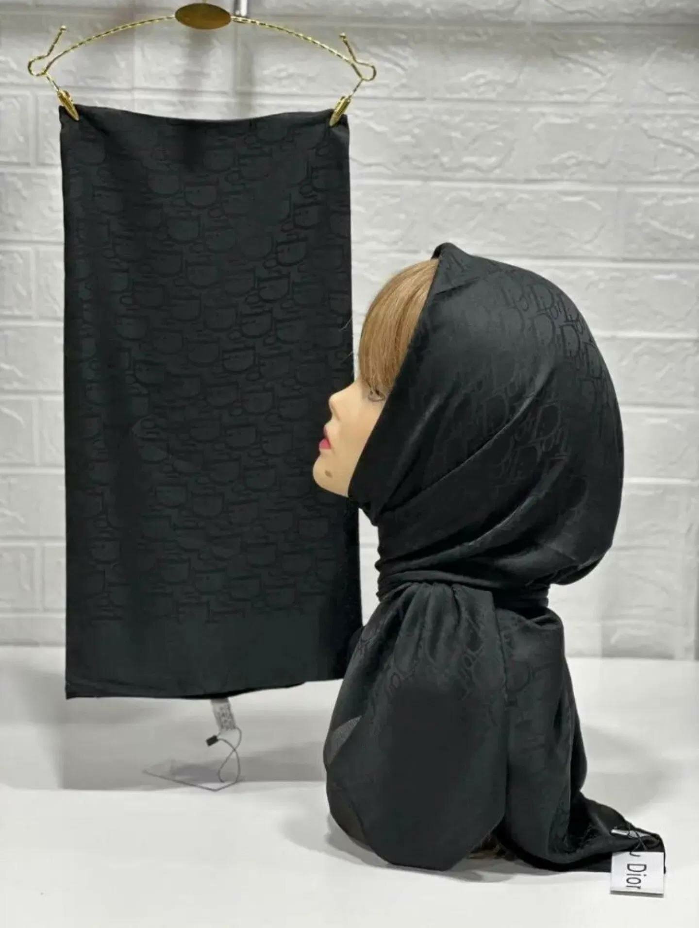 Платок  dior romol ro'mol ayollar uchun romol platok для девочек и женщин,110х110 см, black — фото 1