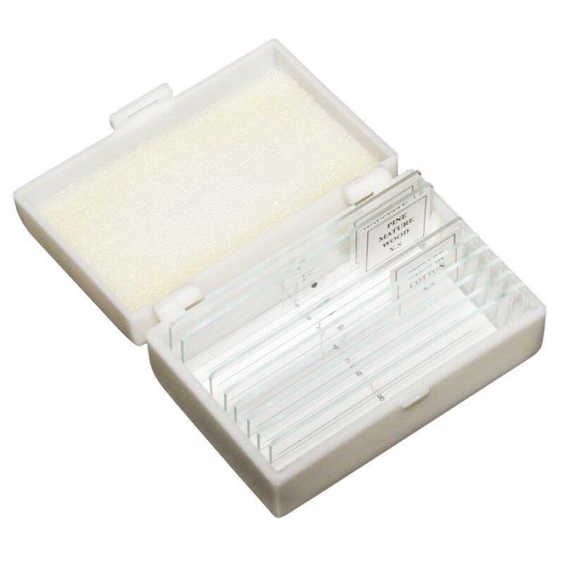 Набор микропрепаратов для микроскопа: 5 готовых микропрепаратов и 5 предметных стекол