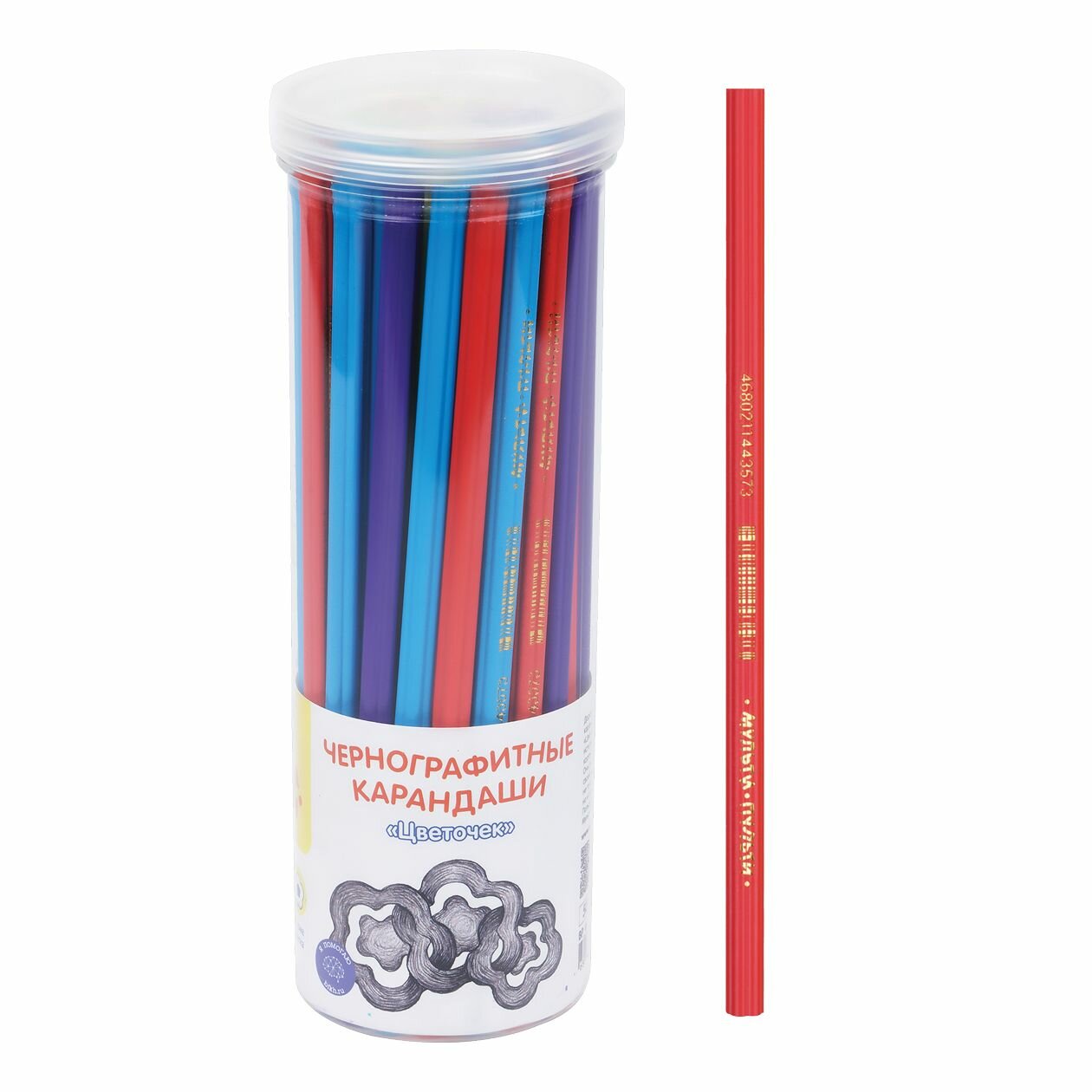100 шт. Карандаш ч/г Мульти-Пульти "Цветок", HB, незаточен, пластиковый, формовой корпус