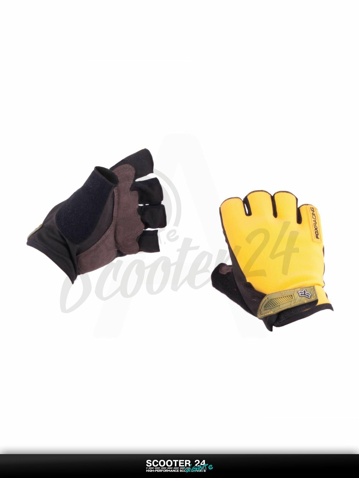 Перчатки универсальные для мотоцикла / эндуро / питбайка без пальцев (size: L, желтые) "FOX"