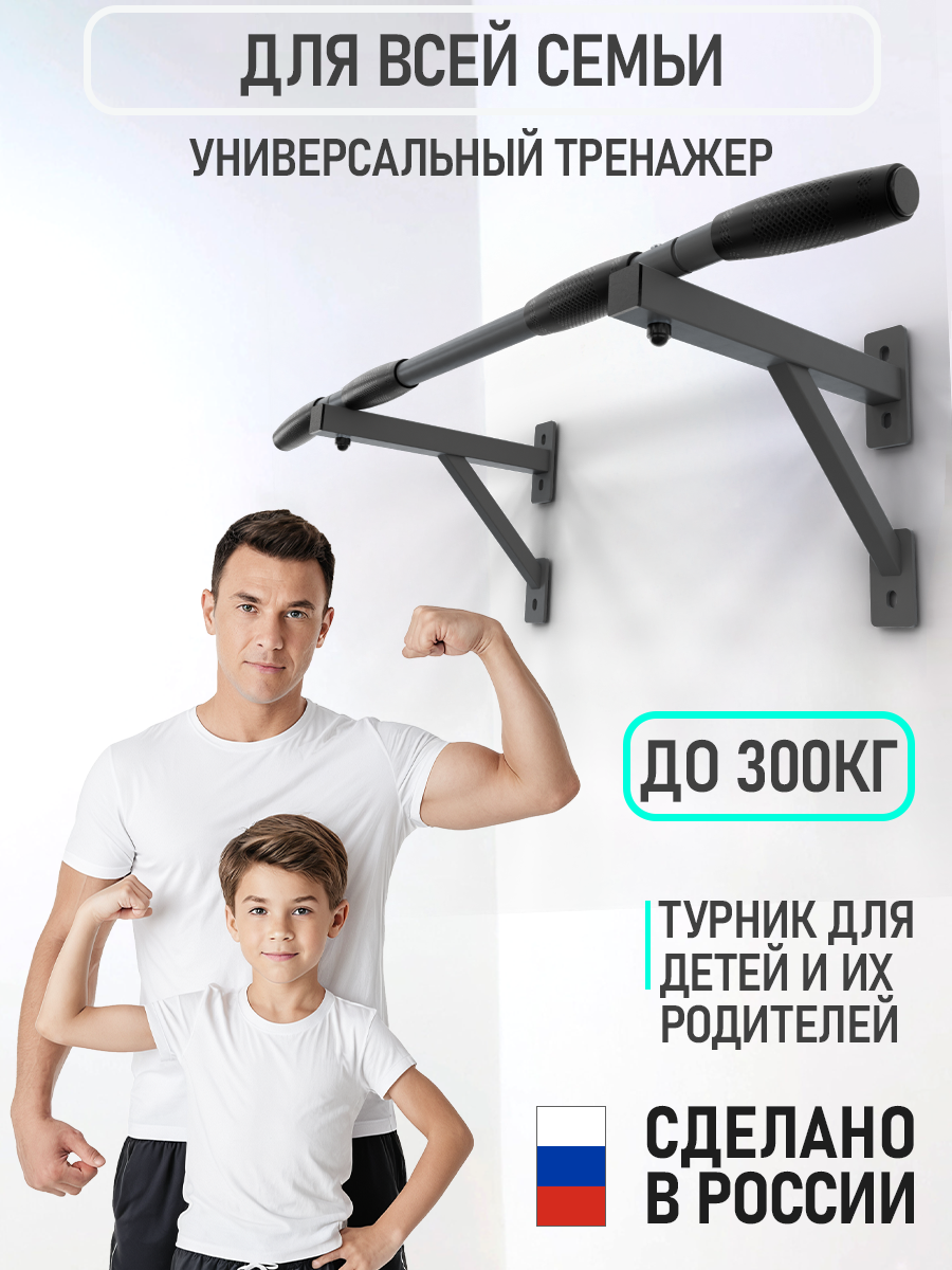 Турник настенный Aktiv графит разборный (без крепежа)/ABSOLUTE CHAMPION — фото 1