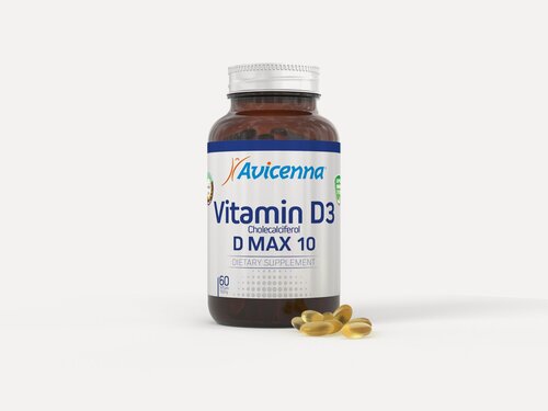 Изображение товара Высокодозированный витамин D3 10.000МЕ Avicenna® Vitamin D3 MAX-10 для иммунитета, костей и мышц, 60 капсул