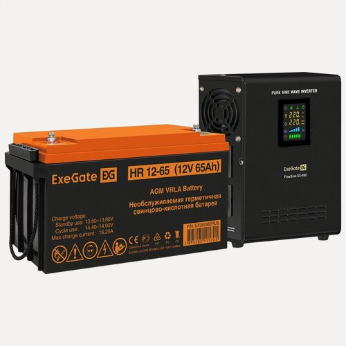 Изображение товара Комплект ИБП EX295996RUS + батарея 65Aч EX282982RUS 1шт ExeGate FineSine SX-800. LCD. AVR.2SH