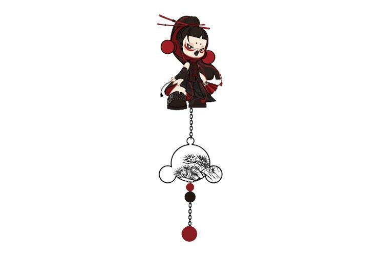 POP MART SKULLPANDA Ретро Коллекция Пекин Значки Мистические боксы, Confirmed-Back Fan (Open)
