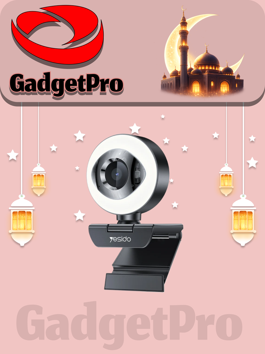 Веб-камера Yesido KM20, 2K 4.0 МП, автофокус, микрофон, 70°, USB 2.0, 1.5 м, 360°, PC+ABS