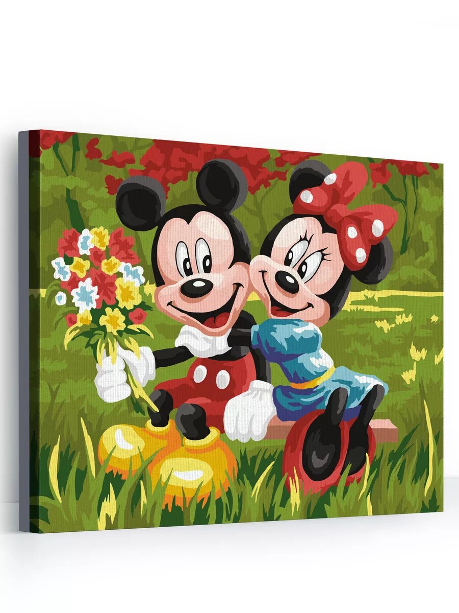 Картина по номерам на холсте с подрамником 40х50 см Микки Маус и Минни Маус