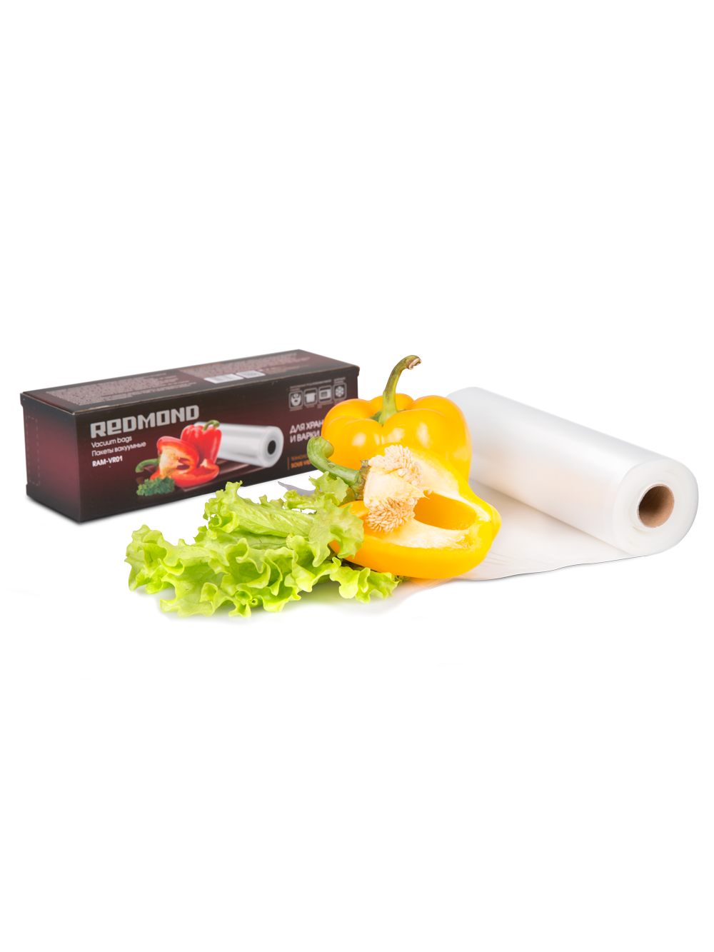 Вакуумные пакеты REDMOND RAM-VR01, для вакуумного упаковщика RVS-M02x, полиэтилен, 22x600см — фото 1